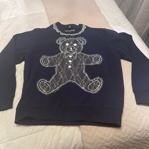 Teddy Fresh Navy Sweater with Lace Bear Design